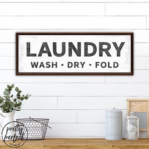 Laundry Room Signs Farmhouse | Wash and Dry and Fold Laundry Co | Large Laundry Room Wall Art | Country Farmhouse Rustic Laundry Room Signs - Etsy