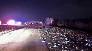 45K pounds of meat scattered, 1 person injured after multiple semi trucks collide on Interstate 88