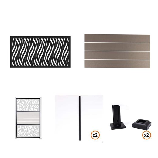 Deckorators Outdoor Privacy Screen Kit with Wicker Insert and Gray Panels for Flat Surface Installation - The Home Depot