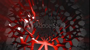 Science Fiction Motion Graphics. A animated video of high tech, red and gray moving shapes evoking control and power.