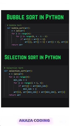 Bubble sort and Selection sort in python #shorts #python #codingshorts #programming #yt #fyp