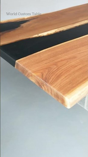 Handcrafted Walnut Dining Table with Black Resin River – Live Edge Rustic Modern Design