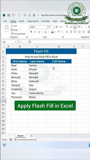Flash Fill in Excel! Instantly fill data by recognizing patterns and save time while working smarter
