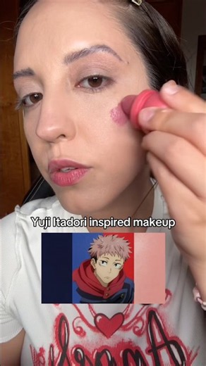 Yuji Itadori inspired makeup ☺️ #makeuptutorial #jujutsukaisen #yujiitadori #animemakeup #otakugirl