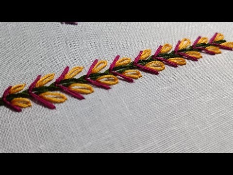 Cute border embroidery design tutorial for beginners/ hand embroidery #needlework