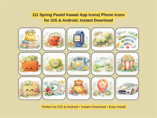 Spring Pastel App Icons Pack for Ios and Android, Instant Download - Etsy