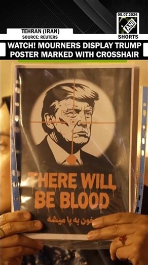 WATCH! Mourners display Trump’s poster marked with crosshair at Khamenei mourning