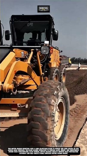 Motor grader worktool that levels gravel surfaces to improve road construction #worktool