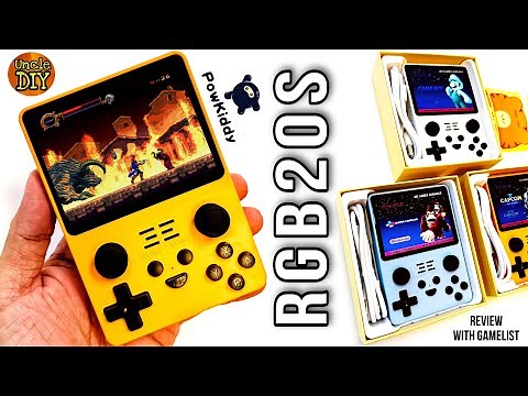Powkiddy RGB20S fast tour review games list vertical retro console high quality best gaming handheld