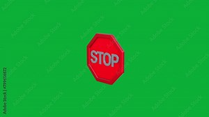 3D Stop Sign Motion Graphics for Traffic Management: Optimize traffic management presentations with our detailed 3D stop sign, aiding in strategic planning Stock Video