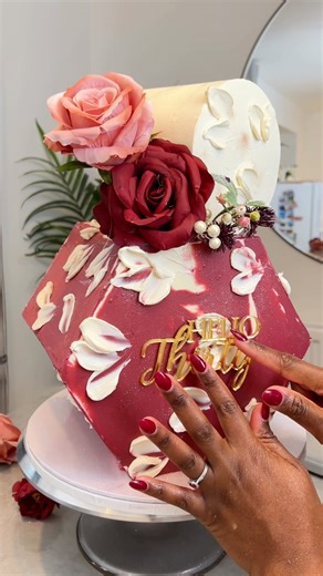 Abstract cake design in hexagon and round shape for my 30th Birthday.