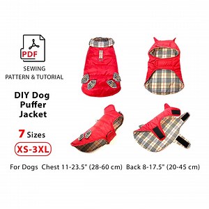 Dog Jacket PDF Printable Sewing Pattern, 7 Sizes XS-3XL, Easy DIY One Piece Dog Puffer Coat - Etsy