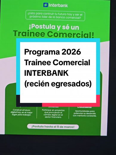Programa Trainee Banca Empresa 2026 en INTERBANK
