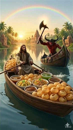 Golgappa lover Jesus vs Angry Devil 🤣 #shorts