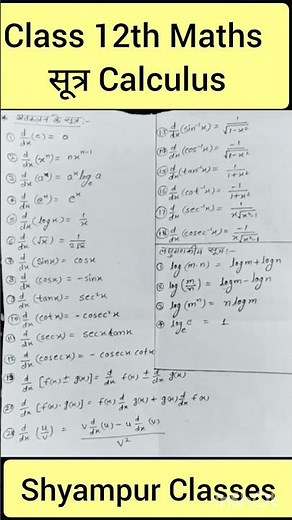 Class 12th Maths #maths Formula Chapter 5 | अवकलन & समाकलन | #avkalan #ncert_zone ‪@RaMoMaths‬
