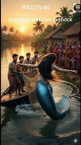 Fishermen Catch a Real Mermaid in Their Net | Ocean Mystery #mermaid #fishing #shorts