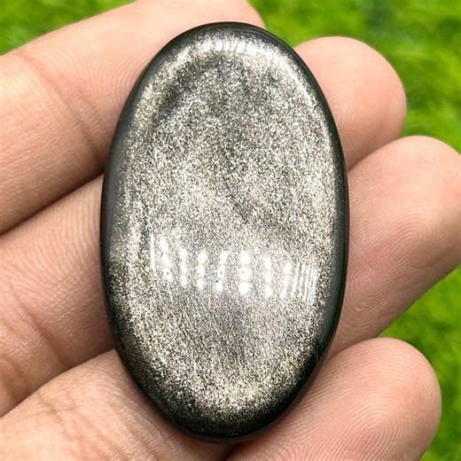 Natural Silver Obsidian Cabochon: Hand Polished Oval Gemstone for Jewelry Making (44x25 MM) - Etsy