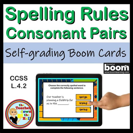 Spelling Rules Consonant Pairs Boom Cards Spelling Digital Resource