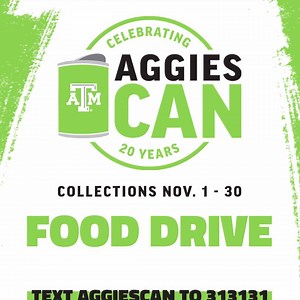 The 20th Annual AggiesCAN Drive runs throughout November! 👍 🥫 Food drive & donation information: 👉 https://aggi.es/3mM7KnY #GigEm | Texas A&M Athletics