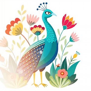 Cute Peacock Bird Animation Closeup