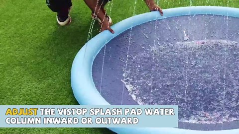 VISTOP Non-Slip Splash Pad for Kids and Dog, Thicken Sprinkler Pool Summer Outdoor Water Toys - Fun Backyard Fountain Play Mat for Baby Girls Boys Children or Pet Dog (67 inch, Blue&Blue)