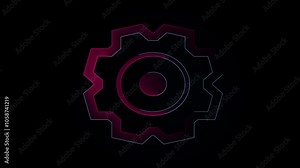 Settings icon animation is isolated on a black background. Technology setting icon concept. Stock Video