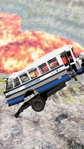 🚓😫⚡White Bus vs Deep Lava Pit #shorts #beamngdrive #funny #beamngmods #LongestBusCrash