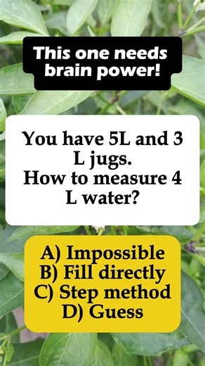 Water Jug Puzzle: 5L & 3L → How to Get 4L? 💧 | IQ VistaX #iqvistax #brainteaser #youtubeshorts