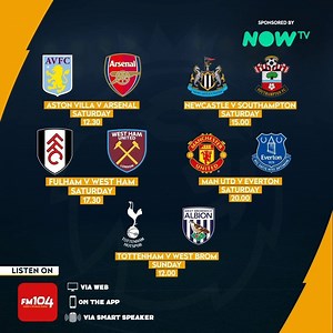 Catch all the action this weekend on Premier League Live across FM104.ie & the FM104 app with live commentary and analysis! All with thanks to NOW TV Premier League Live with NOW TV, Stream Premier League action with a NOW TV Sky Sports or Sports Extra Pass. It’s your Sport, on your terms - nowtv.com/ie/sports-overview | FM104 | Facebook