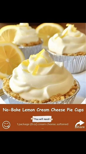 87K views · 618 reactions | No-Bake Lemon Cream Cheese Pie Cups...