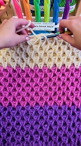 5.8M views · 48K reactions | The crochet smock stitch produces a nice 3D textured look. It's made with single crochet, extended stitches, and single crochet two together stitches. #reels #crochet #knitting #artist #smocking #yarnlove #patterns #diyinspiration #embroidery #sewinglove #naztazia | Naztazia | Facebook