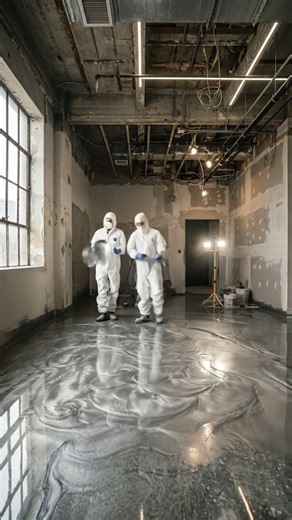 ✨ Silver Chrome Epoxy Floor Transformation | Satisfying Luxury Timelapse |Epoxy Flip