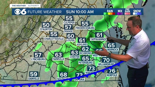 Hour-by-hour look at rain chances in Virginia Sunday: 'Significant drop in temperature'