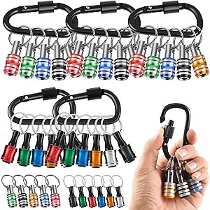 27Pcs 1/4 Inch Hex Shank Bit Holder, Aluminum Alloy Carabiner Bit Holder Extension Bar Keychain, Quick Release Screwdriver Drill Bit Socket Adapter, 500g/1.1LB Weight Capacity for Bits