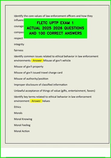 FLETC UPTP EXAM 1 ACTUAL 2025 2026 QUESTIONS AND 100 CORRECT ANSWERS video