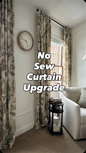 Rine Revisions on Instagram: "Back-tab curtains but make them designer ✨ No sewing. Just hot glue + pinch pleat tape = custom-looking drapes in minutes. I’m obsessed with how high-end they turned out 😍 Comment LINK and I’ll send you everything I used! #DIYCurtains #rinerevisions #BudgetDecor #DesignerHack #CurtainUpgrade"