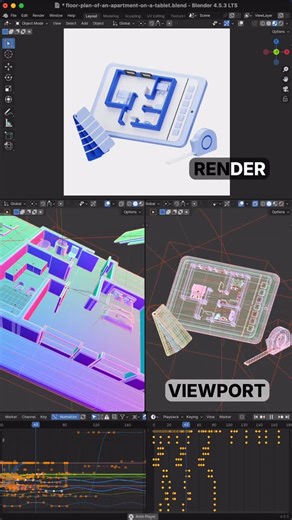 Graphics & Tools for Creators on Instagram: "Full 3d pipeline in blender: modeling, shading, rigging and animating the scene all the way to the final product-ready render. #behindthescene #blender #motion #design #animation"