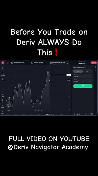 Before You Trade on Deriv, ALWAYS Do This First! #deriv #derivnavigatoracademy