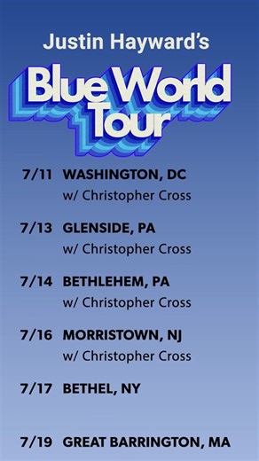 16K views · 458 reactions | I'm excited the 'Blue World'  Tour begins tonight at the Crest Sacramento . You still have time to grab tickets at JustinHayward.com ️ See you soon!  | Justin Hayward | Facebook