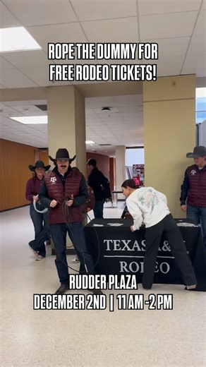 Howdy Ags! Stop by and see us at Rudder Plaza today from 11-2 for some free rodeo tickets and aggie rodeo merch! | Texas Aggie Rodeo