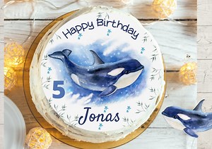 Personalized Whale & Orca Cake Topper – Fondant Sugar Image for Children's Birthday Underwater Decoration for Boys and Girls - Etsy