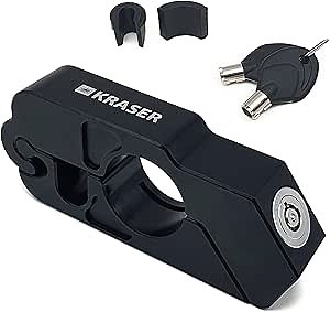 KRASER KR720B Motorcycle Handlebar Lock, Grip Lock, Click Locking, Anti-Theft Brake Throttle Handle Locks, Clutch Lever Security Padlock, Universal Scooter, Moped, Quad, Electric Bicycle, Ebike