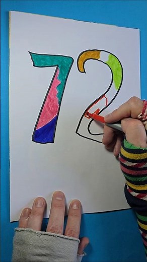 Drawing and Coloring Number 72 #drawing #satisfying #shorts