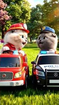“Cute Kittens Toy Car Race 🐱🚗 | Firefighter vs Police | Fun Kids Story”