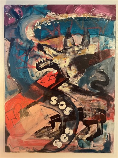 Abstract Dog Painting – Bold Contemporary Art on Canvas - Etsy