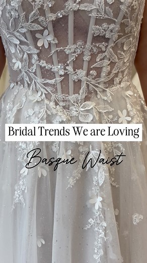 Bridal Trend: Basque Waist We love the way a basque waist elongates the body by creating a focal point right at the center of the waist. The delicate curve softens the waistline, making every basque waist dress more romantic 🤍 We are so excited to see this trend continuing into 2025 & 2026! What do you think of the basque waist?? 💭 ⬇️ #wedding #2025wedding #2026wedding #bride #engaged #bridetobe #shesaidyes #2025Bride #bridestyle #2026Bride #brideinspo #brideandgroom #bridedress #weddingdress 