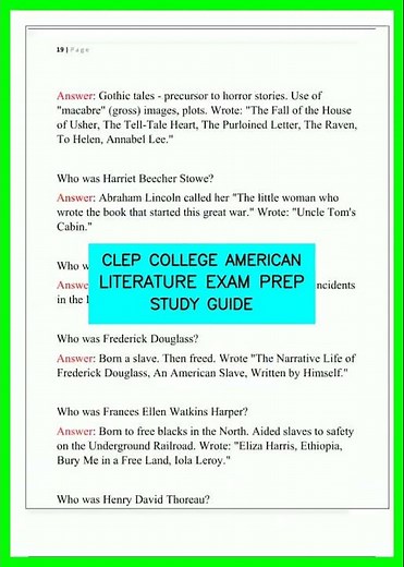 CLEP COLLEGE AMERICAN LITERATURE EXAM PREP STUDY GUIDE video