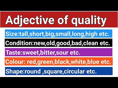 Adjective of Quality / Adjective of Quality in English Grammar