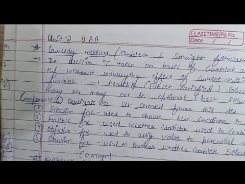 Data Analysis & Algorithm Unit-2 (IPU) in one shot | Complete handwritten notes Explanation|Greedy 