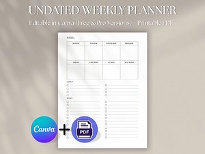 Weekly Planner Page: Simple Undated Layout (canva Editable & Printable PDF) - Etsy